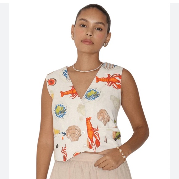 Colorful Food Print Vest and Skirt Set - Picture 2 of 6